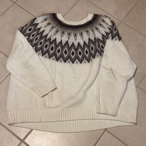 Old Navy Cream and Brown Knit Sweater